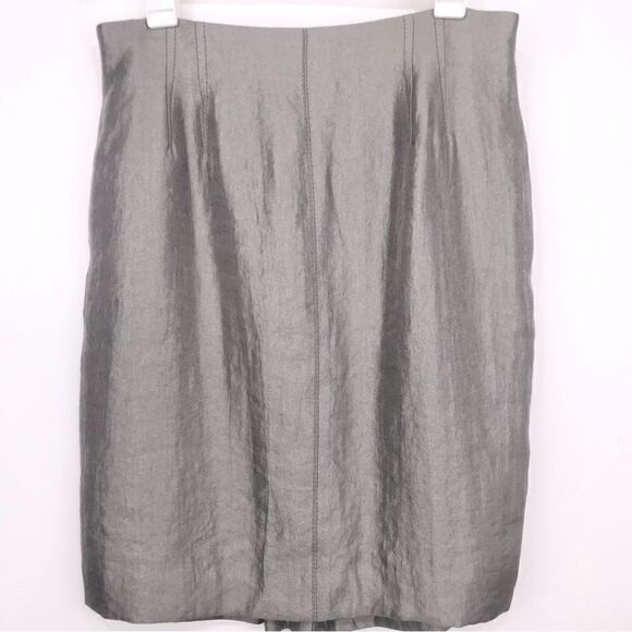 Ann Taylor Olive Gray Shimmer Pencil Skirt - Picture 1 of 13